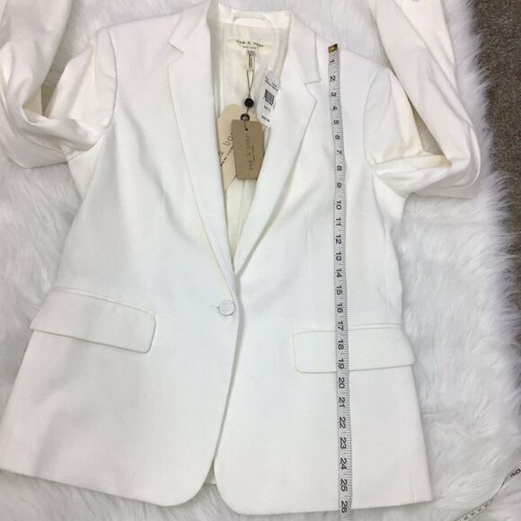 Rag & Bone Sidney Ecru White Blazer Vanilla Hourglass Blazer New Size 10 - Picture 5 of 9